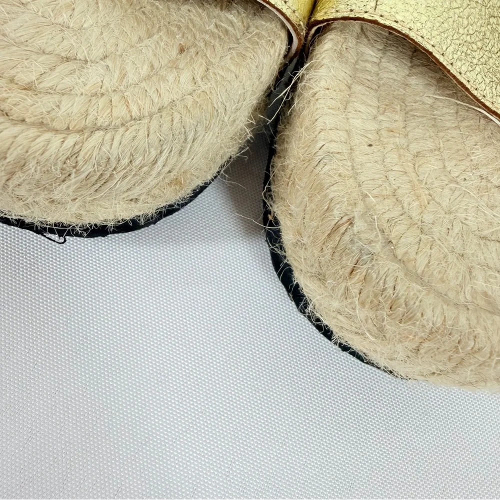 Manebi Women’s Size 39 Nordic Metallic Gold Leather Espadrille Sandals